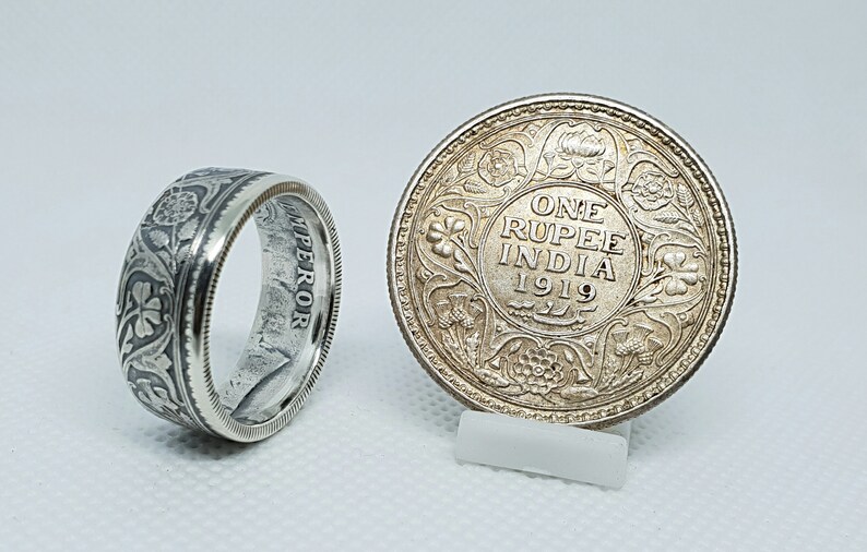 Bague Pièce De Monnaie 1 Roupie D'Inde En Argent - Neuf Avec étiquettes - Taille Ajustable?