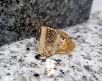 10 Francs Coq (Marianne) coin ring curved in gold