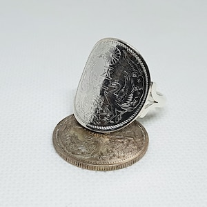 50 Sen Japanese coin ring cinched in silver