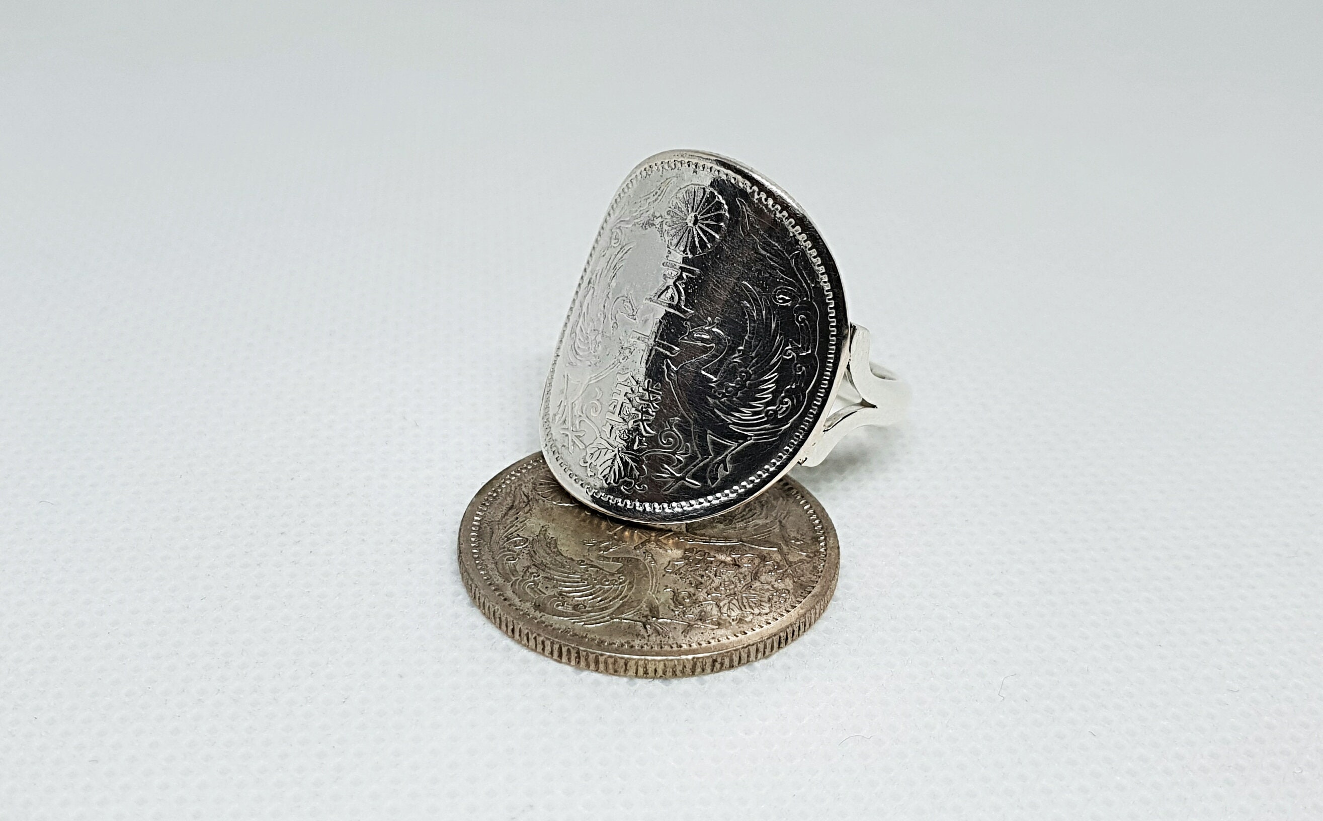 Bague argent piece de monnaie sale