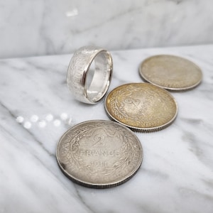Münzring 2 Francs von Belgien Albert I. in Silber (Münzring)