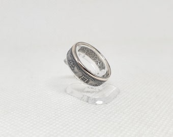 Silver 50 Sen Coin Ring from Japan (corner ring)