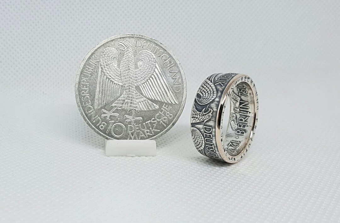 Bague Pièce De Monnaie 10 Deutsche Mark Berlin Allemagne - Argent, Neuf Avec étiquettes