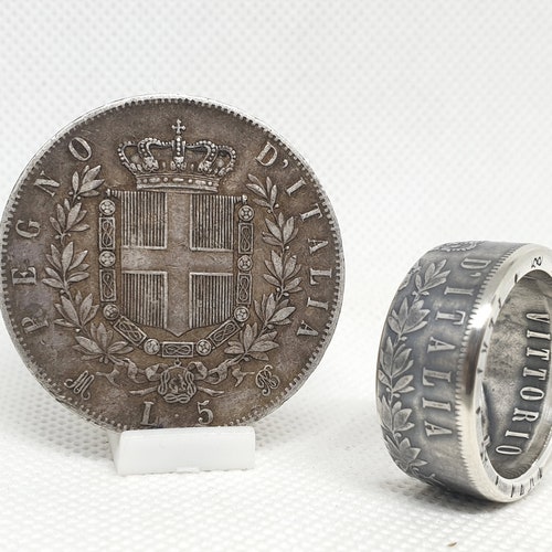 Coin shops ring 5 lira of Italy in silver (corner ring)