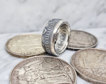 Coin ring 10 Francs Hercules "visible currency" in silver (corner ring)