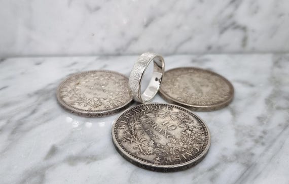 結婚指輪スタイルの10フランヘラクレス銀貨リング - Etsy 日本