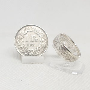 1 Swiss Franc silver coin ring (coin rings)