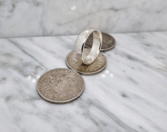 5 Francs Semeuse coin ring in silver (corner ring)