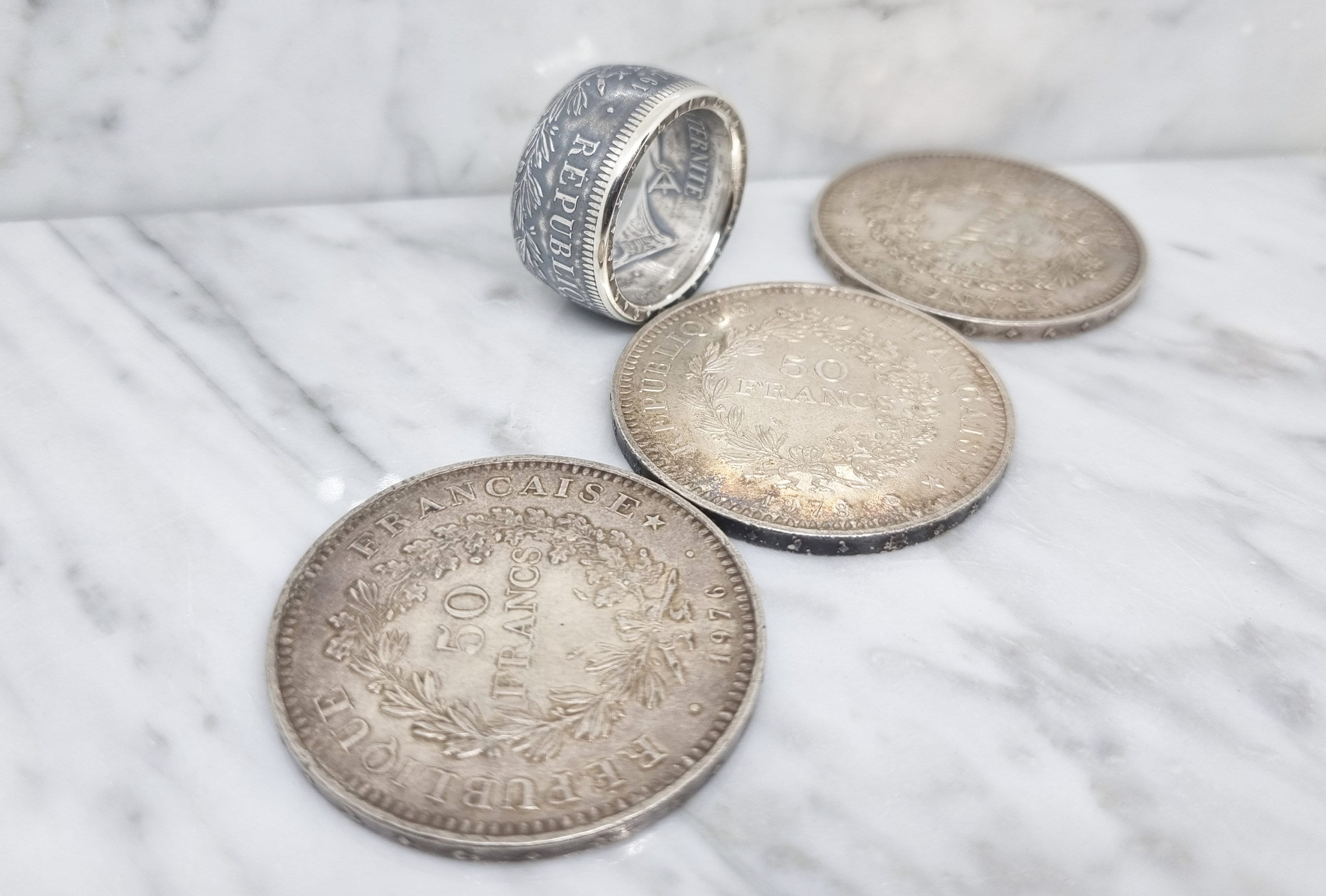 Bague avec piece de monnaie en argent new arrivals