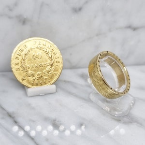 Coin ring 40 Francs Bonaparte First Consul in 21.6 Carat gold gold coin ring image 6