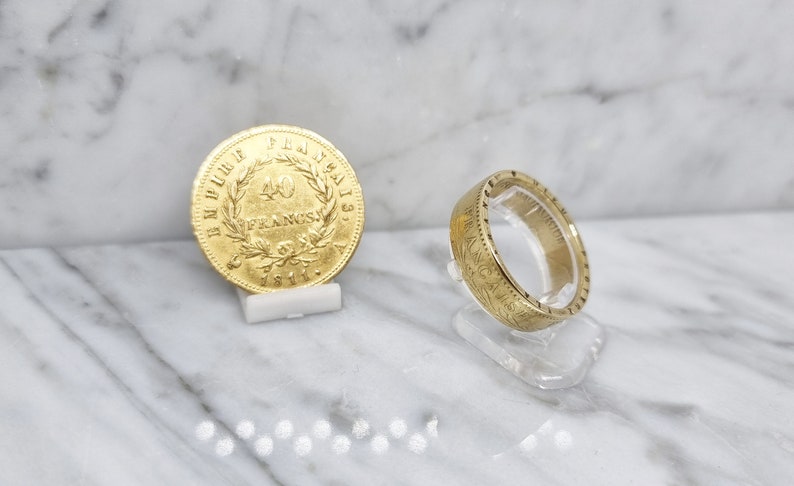 Coin ring 40 Francs Bonaparte First Consul in 21.6 Carat gold gold coin ring image 6