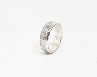 Bague Pièce De Monnaie Japonaise 50 Sen En Argent - Coin Ring - AntiqueCoinRings