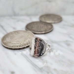 50 Centimes Napoleon III Münzring mit gebogenem Lorbeerkopf in Silber