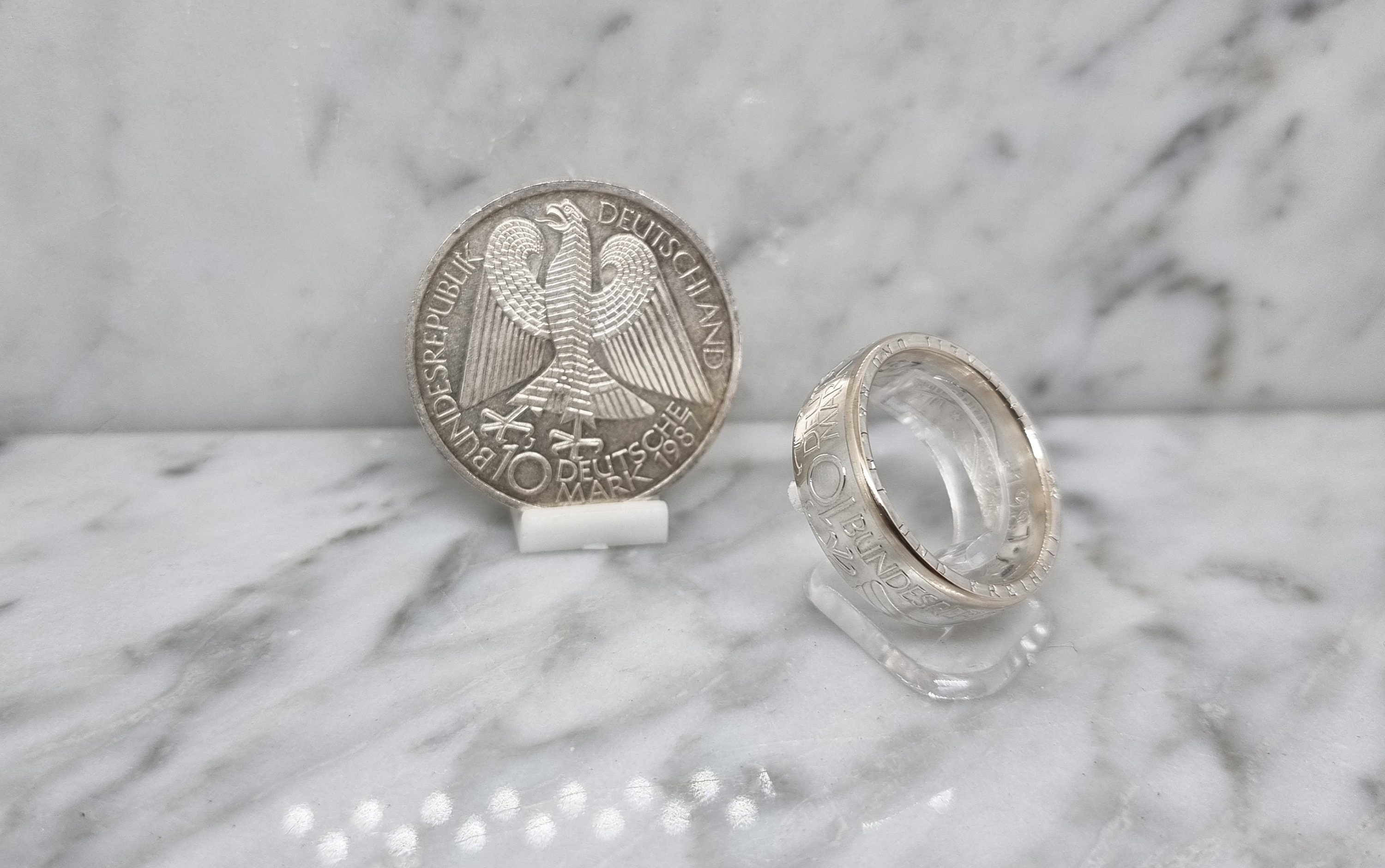 Bague Pièce De Monnaie 10 Deutsche Mark Berlin - Anneau En Argent - AntiqueCoinRings - Neuf Avec Étiquettes
