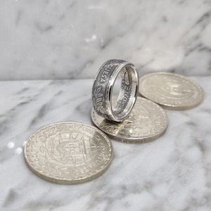 Anillo de monedas 1000 Escudos &quot;Louis de Camoes&quot; de Portugal en plata (anillo de esquina)