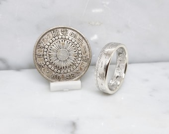 50 sen Japanese silver coin ring in wedding ring style (coin ring)