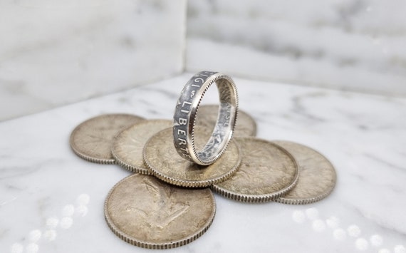 Bague Pièce De Monnaie En Argent - 1 Franc Suisse - Marque AntiqueCoinRings - Neuf Avec étiquettes