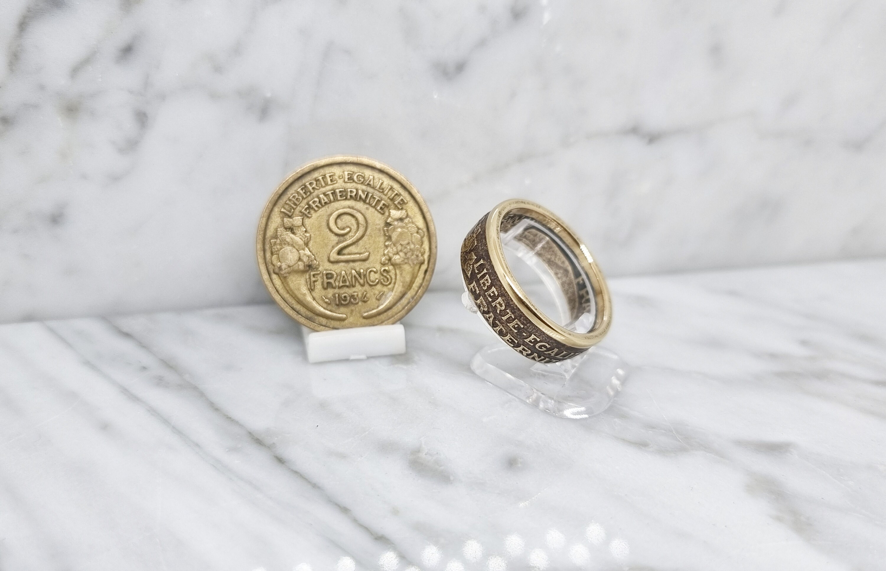 Bague Pièce De Monnaie 2 Francs Morlon (coin Ring) - En Cupro-aluminium - Neuf Avec étiquettes