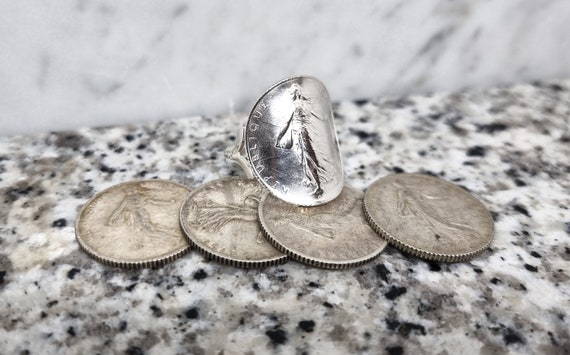 Bague piece de monnaie argent sale