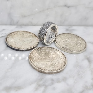 100 Francs “Marie Curie” coin ring in silver (corner ring)