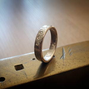 Ring 50 SEN coin from Japan in silver wedding style set with three diamonds (Coin Ring)