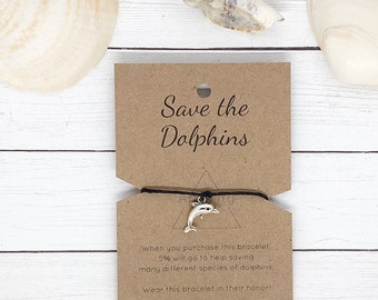 Hemp Bracelet | Save the Dolphins Bracelet | Simple String Bracelet | Make a Wish | Wish Bracelet Gift | Gift for Her | Gift for Him