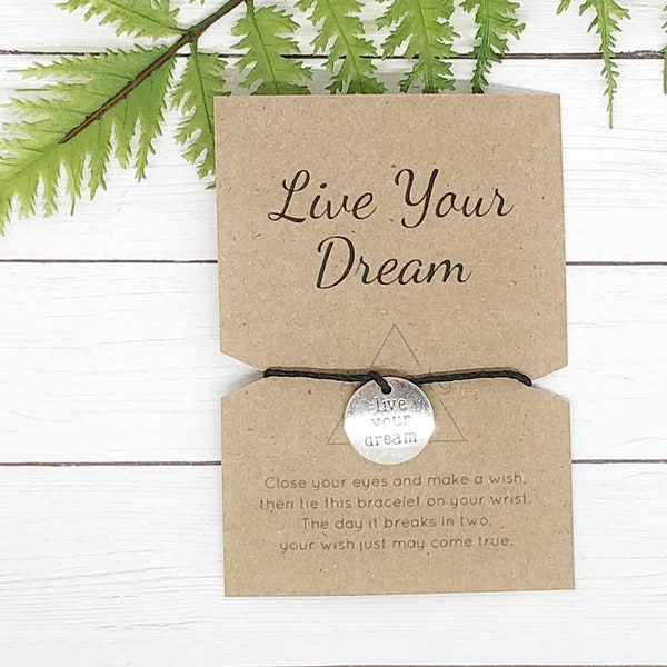 Live Your Dream Bracelet | Meaningful Bracelet | String Charm Bracelet | Hemp Bracelet | Gift for Her | Encouraging Gift