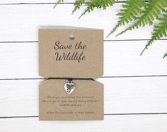 Hemp Wish Bracelet | Save the Wildlife Wish Bracelet | String Charm Bracelet | Everyday Bracelet | Meaningful Bracelet | Gift for Her