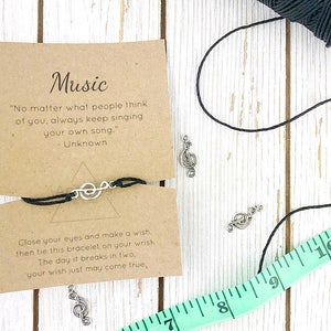 Womens Music Jewelry Wish Bracelet Natural Jewelry Hemp Jewelry Tie on Bracelet Music Bracelet Encouraging Gift Gift for Her image 7