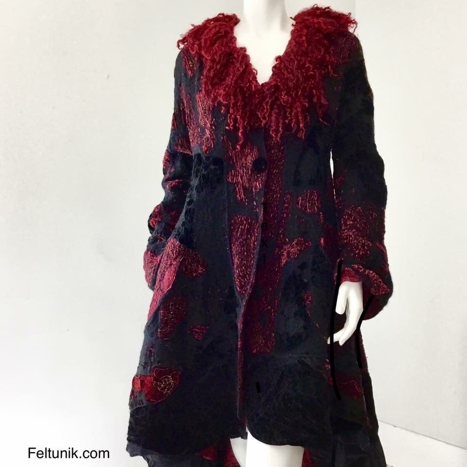 Nuno Felt Coat With Raw Fleece Felted Collar - Etsy