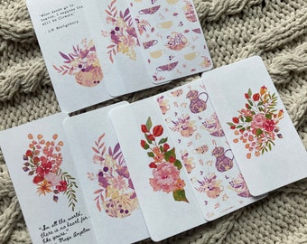 Florals & Tea Journal Cards, Journal Inspiration, Planner Cards, Printable Journal Cards, Printable Planner Cards, Bullet Journal