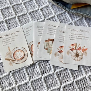 Cartões de planejador de rotina de outono, cartões de diário imprimíveis, cartões de planejador imprimíveis, diário de bala, planejador de anel, caderno de viajantes