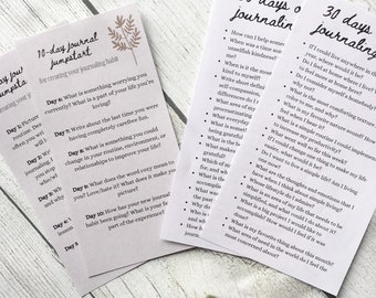 Pacchetto di suggerimenti per il diario: schede di diario stampabili di 40 giorni (PDF)