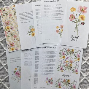 Kit de diário de abril de 2022, itens para impressão de avisos de diário de ano novo - pacote, cartões de diário, cartões de registro no diário