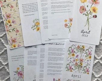 April 2022 Journal Kit, New Year Journal Prompts Printables - Bundle, Journal Cards, Journaling Cards
