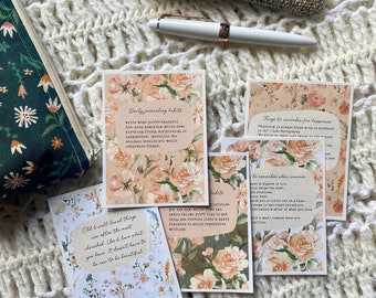 Floral Journaling Inspiration Cards: Printable Planner Cards (PDF)