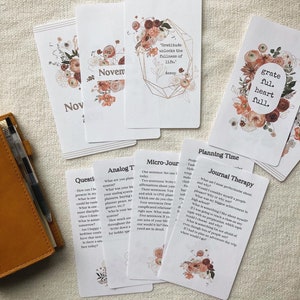 November 2021 Journaling Prompts, Journal Prompts Printables - Bundle, Journal Cards, Journaling Cards