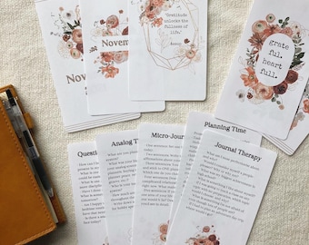 November 2021 Journaling Prompts, Journal Prompts Printables - Bundle, Journal Cards, Journaling Cards