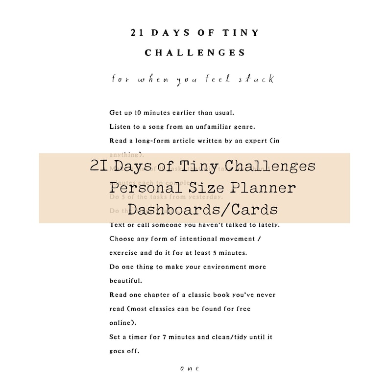 21 Days of Tiny Challenges: Personal Planner Prompts (PDF) - Etsy