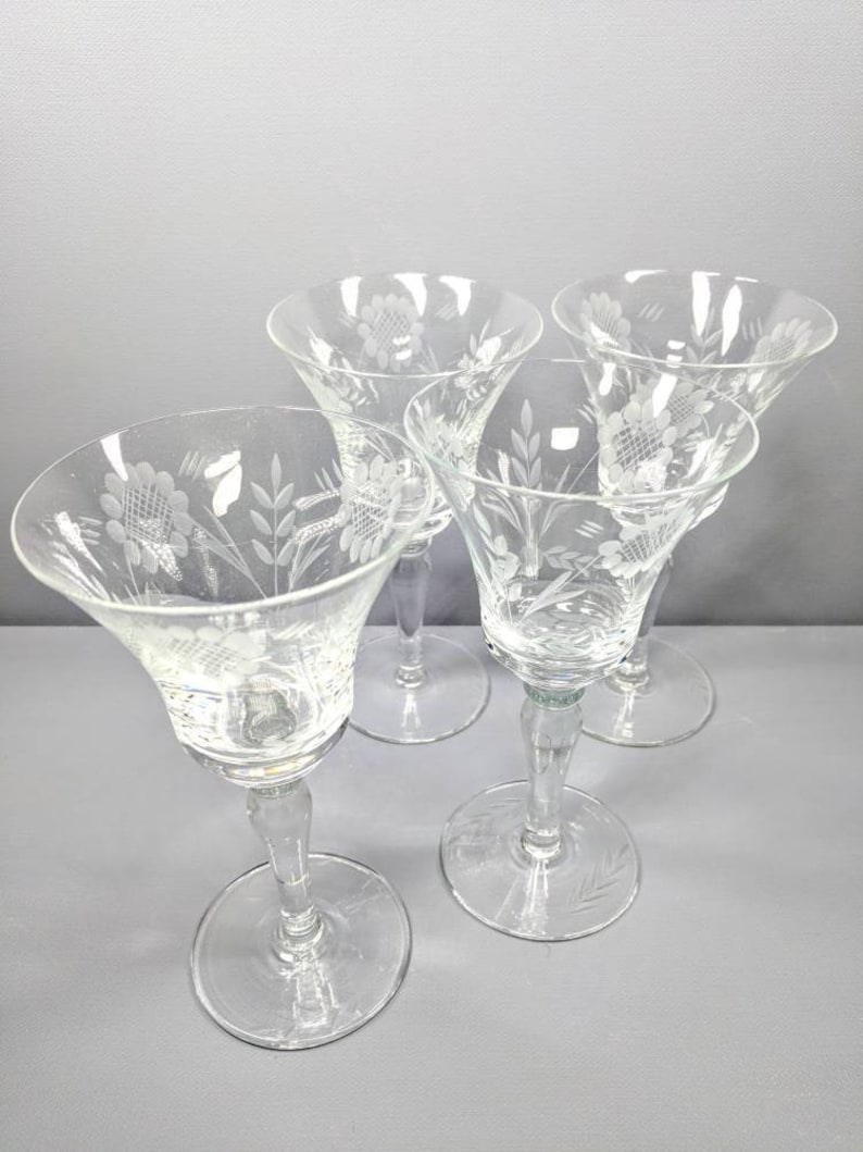 Antique Etched Stemware Etsy