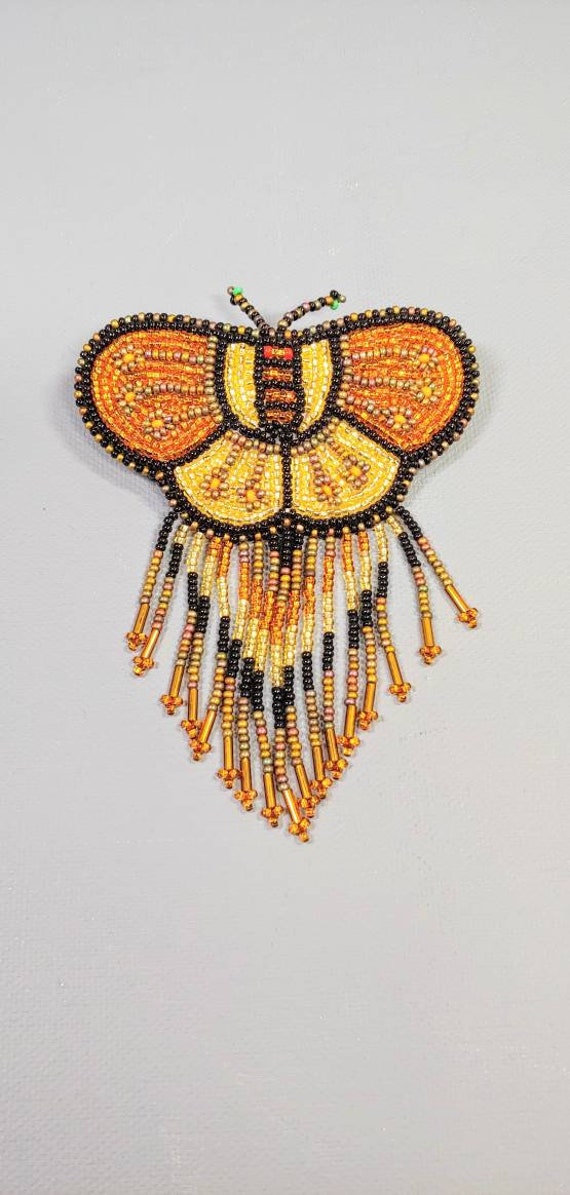 Vintage Seed bead Butterfly Barrette Gem