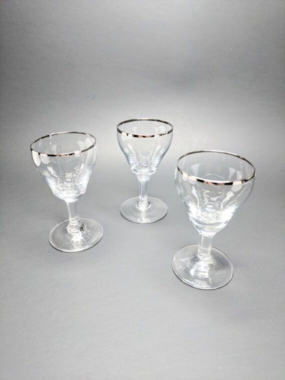 Antique Platinum Rimmed Shot Glasses Etsy