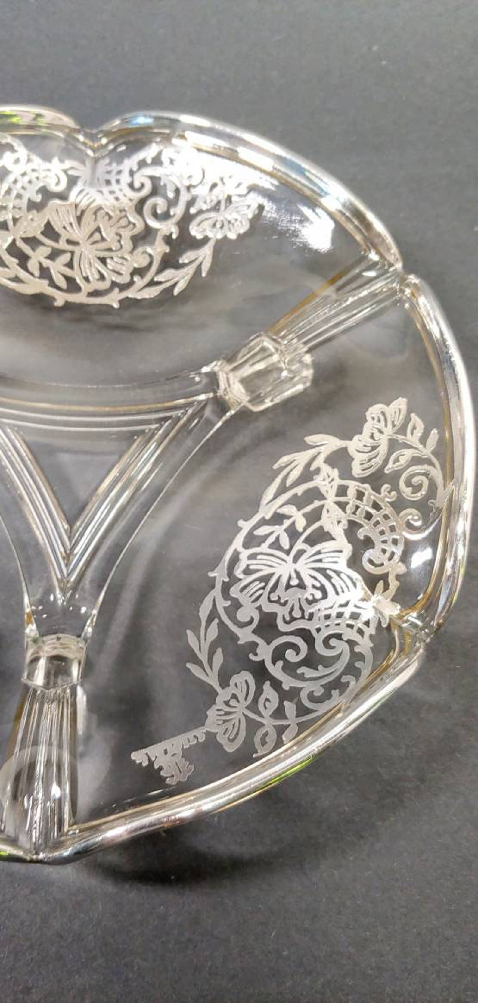 Antique Sterling Silver Inlay Glass Bowl Etsy