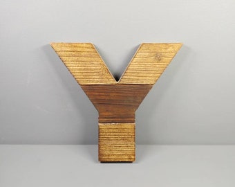 Rustic Wooden Block Letter "Y"