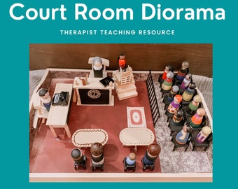 Courtroom, court reporter, therapy, courtroom gifts, attorney, Miniature Dollhouse, Counseling Toys, Play Therapy, Court Diorama