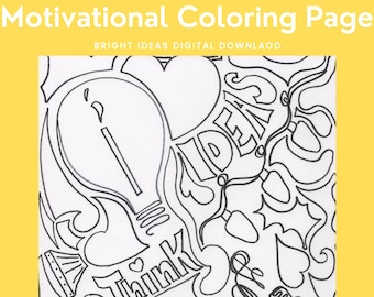 Coloring Page, lightbulb coloring page, motivational coloring page, positive affirmation coloring sheet, therapy coloring page