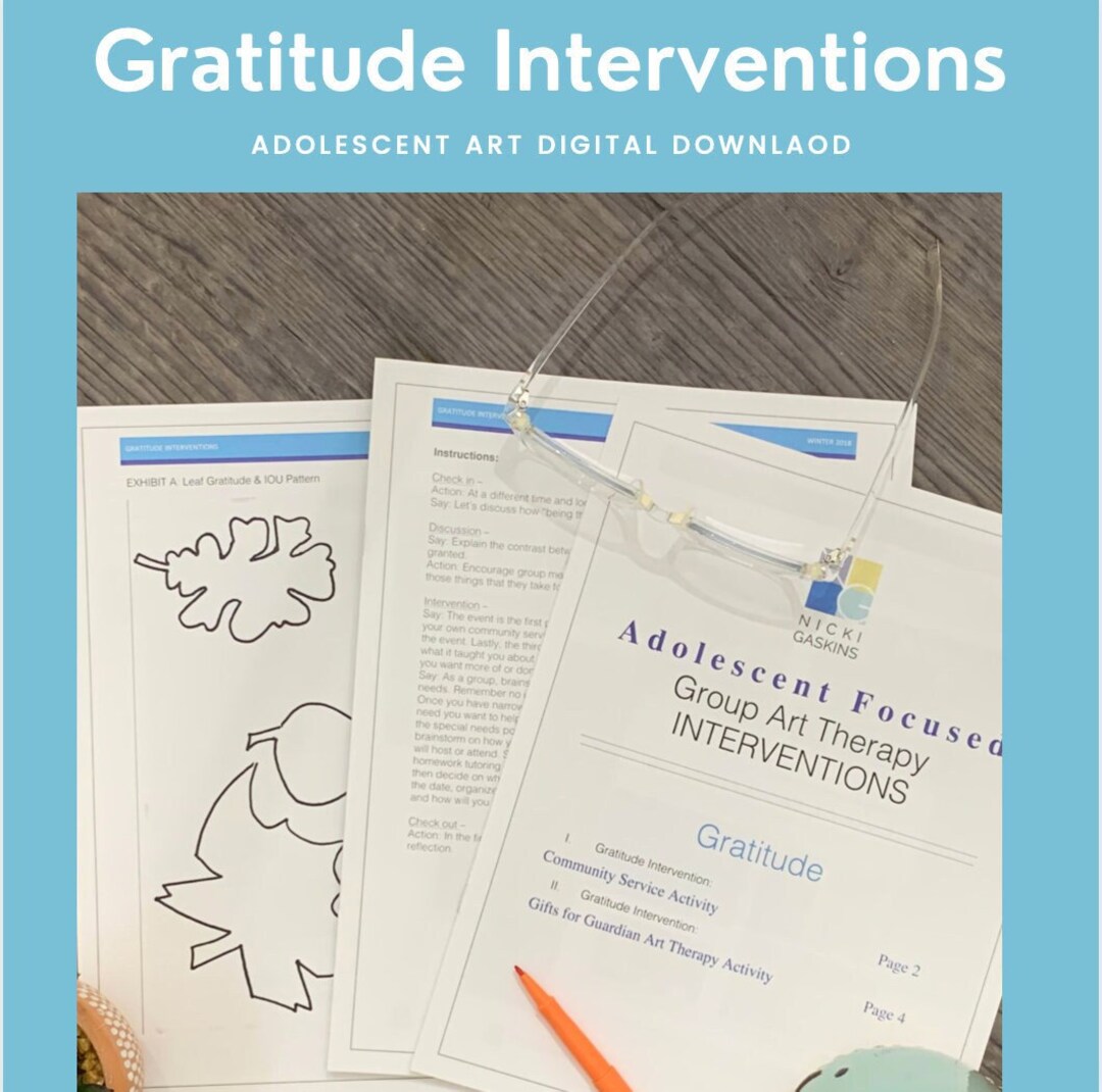 Teen Gratitude Group Art Therapy Workbook (digital Download) - Etsy