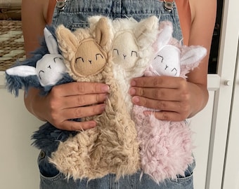 Bunny Lovey - juguete sensorial, manta de seguridad, juguete para tirar del pelo, manta en miniatura, conejito suave, conejito de tela, el primero del bebé