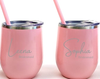 Bridesmaid Personalized 12 oz Tumbler Gifts, Bridal Party Tumbler, Bridal Tumblers, Stainless Steel Water Tumbler, Bridal gifts