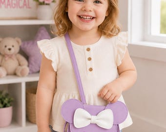 Personalized Purple Minnie Mouse small crossbody purse, Mouse Ear handbag